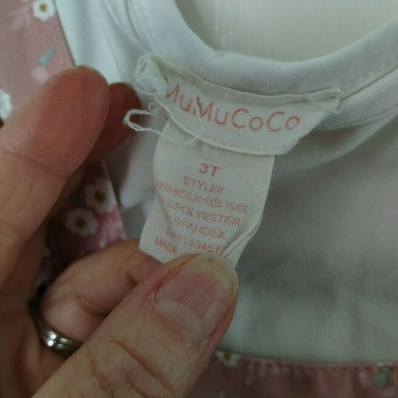 MuMuCoCo Pink Floral Jumper Dress With White Tee Size 3T 2 piece set - Picture 5 of 8